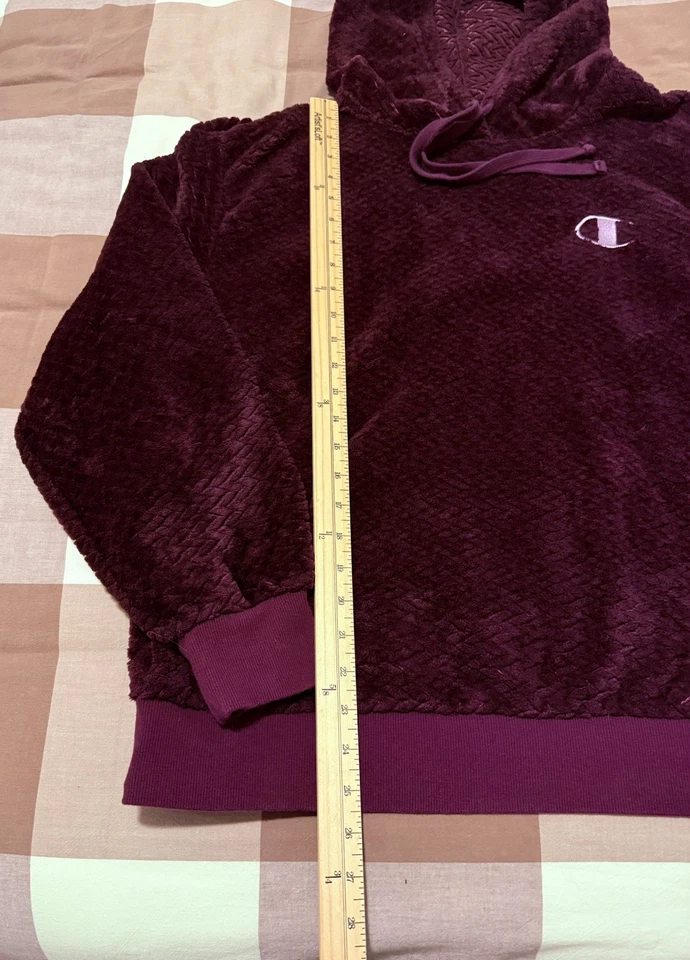 CHAMPION WOMENS PURPLE VELOUR HOODIE SWEATSHIRT X-Large XL Soft - Image 4 of 4