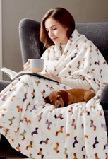 Dachshunds In Sweaters All Season Plush Throw Blanket 60" x 50  NIP