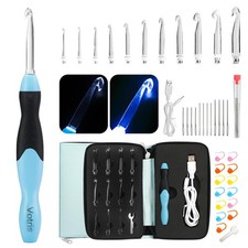 Light up Crochet Hook Set - 11 in 1 Lighted Crochet Hook Set for Beginners, E...