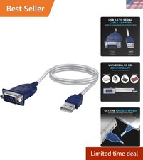 2.5ft USB to Serial DB9 RS232 Adapter - Compatible with Windows, Linux, macOS