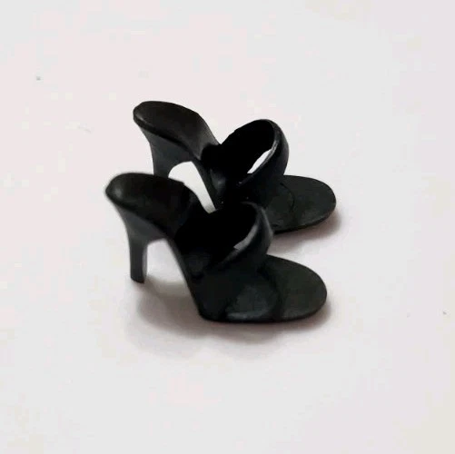 BARBIE HEELS 1960 SOLO IN THE SPOTLIGHT BLACK MULES REPRODUCTION DOLL SHOES - Image 2 of 3