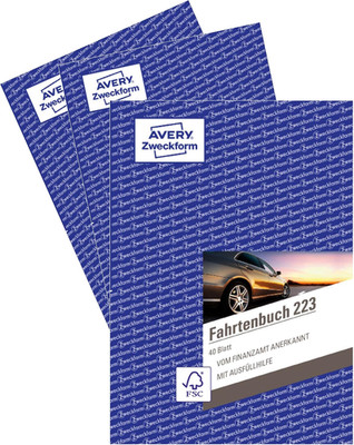 AVERY Zweckform 223-3 Softcover Fahrtenbuch PKW (Finanzamt Anerkannt, DIN A5 210