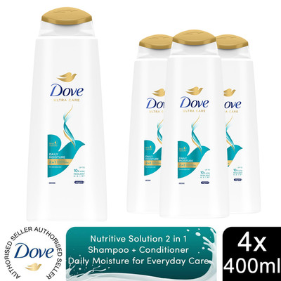 Dove Nutritive Solutions Daily Moisture 2 in 1 Shampoo & Conditioner, 4x400ml