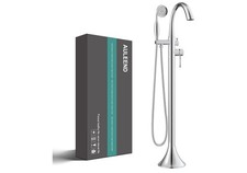 Free Standing Tub Faucet, Floor Mount Bathtub Filler with Hand Shower, 360