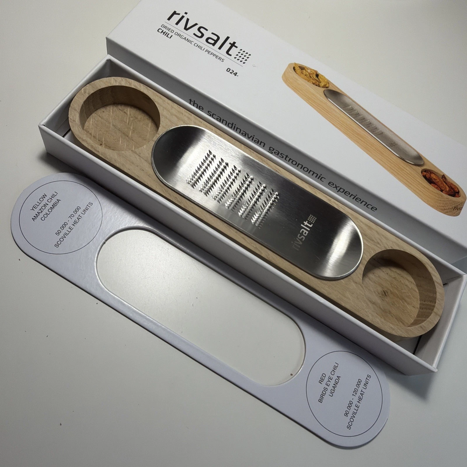NEW Rivsalt Dried Spice Grater Grinder Metal Wood Kitchen Tool Scandinavian