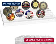 Boloyo Acrylic Challenge Coin Display Stand, Clear 6x4 inch 5 Row Challenge Coin