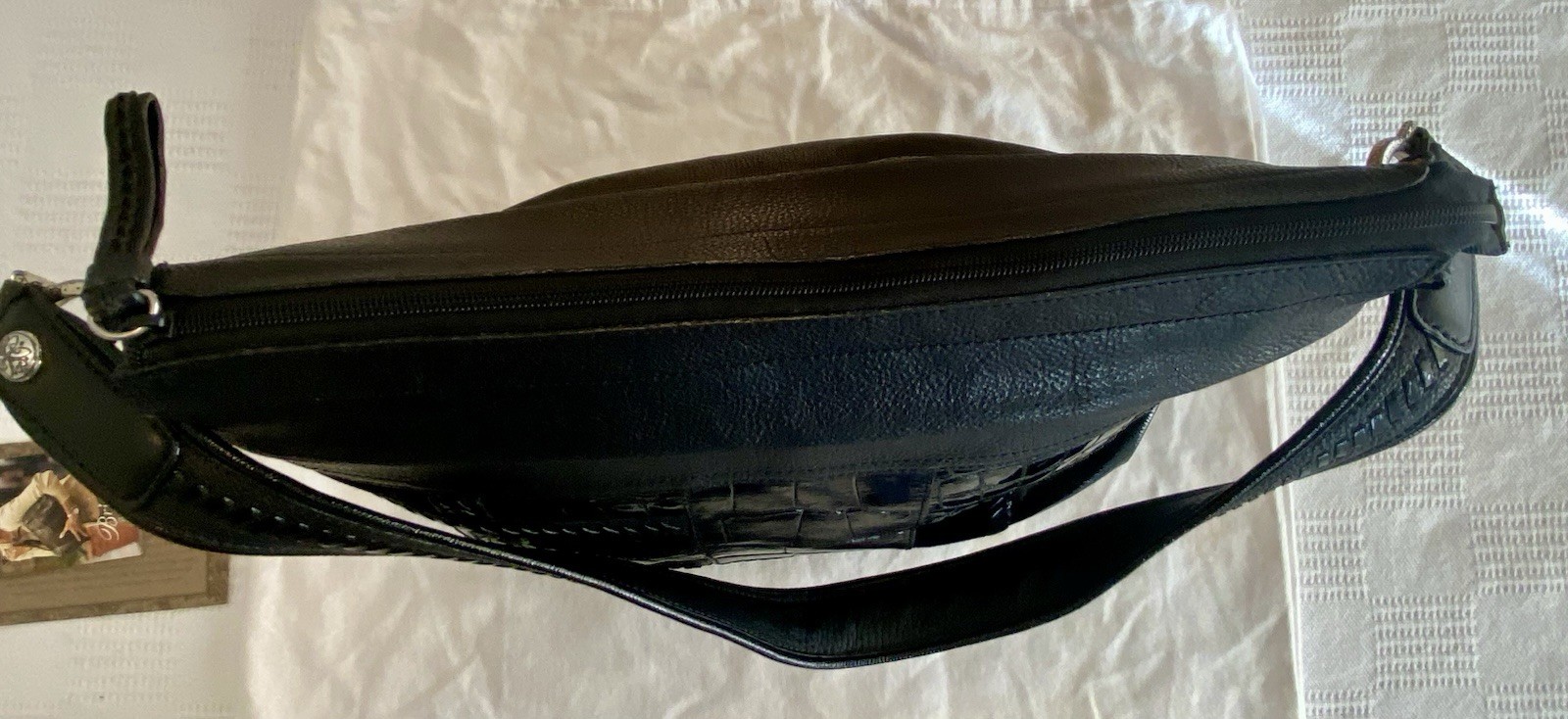 Croc Embossed Leather & Suede Patchwork Brighton … - image 8