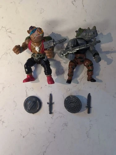 Bebop and Rocksteady Teenage Mutant Ninja Turtles Playmates 1989 Vintage Figures