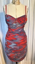 Forever 21 Womens Stretch Mesh Blue/purple Red Body Con Dress Sz XL NWT