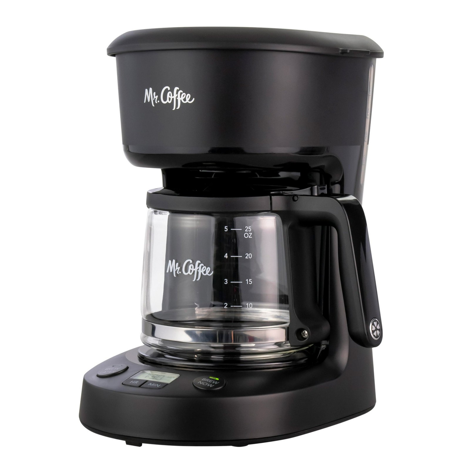 Mr. Coffee 5-Cup Programmable Coffee Maker, Black/Chrome, Auto-Brew, 25oz Capaci