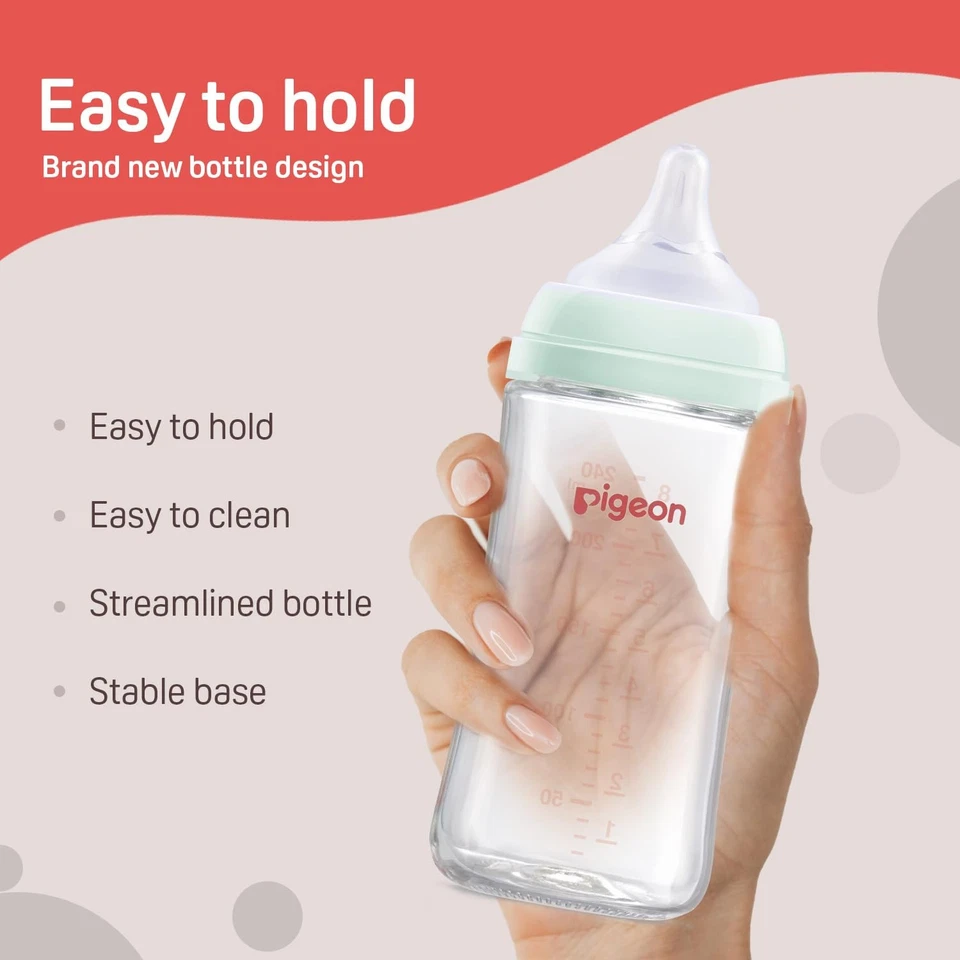 Biberones de vidrio de paloma cuello ancho (paquete de 1) anticólicos, 240 ml/8 oz (3+ meses) Foto 3 de 4