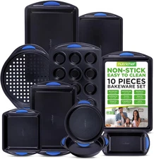 NutriChef 10-Piece Nonstick Bakeware Set - Heavy Duty Carbon 10 piece, Blue 