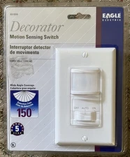 Eagle Electric K6105W Decorator Motion Sensing Switch, Wide Angle Coverage White