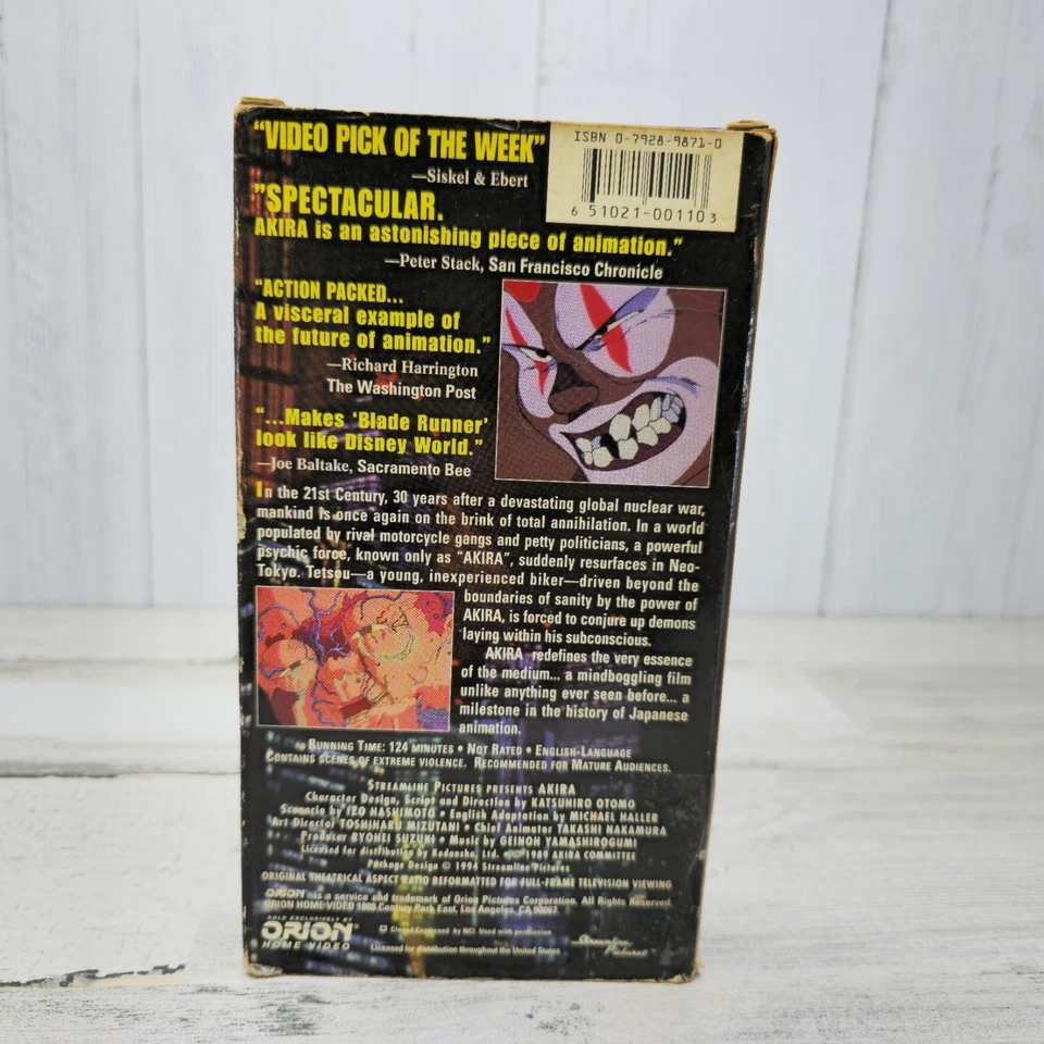 Akira VHS 1994 Japanese Anime Streamline Pictures Orion Home Video Vintage  - Image 2 of 4