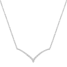 Finecraft Created White Sapphire Chevron Necklace in Sterling Silver, 17"