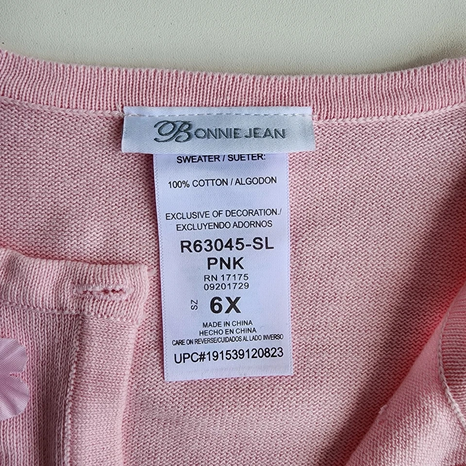 Bonnie Jean Girl's Sweater Shrug Bolero Dressy 3D Applique Knit Crochet Pink 6X - Image 3 of 4