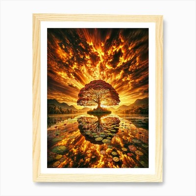 Golden Tree Of Life Art Print Framed Wall Art Poster Canvas Print Picture