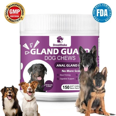 DROOL DUKE 150 Soft Chews of Pumpkin + Anal Gland Support Supplement for Dogs No Scoot