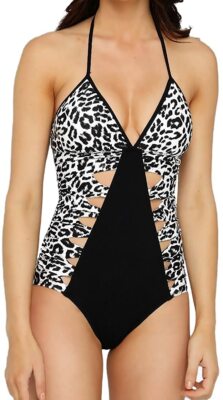 Guess ''Jungle Heat'' One Piece Swimsuit Animal Print Cut Outs Small S NWTs $115
