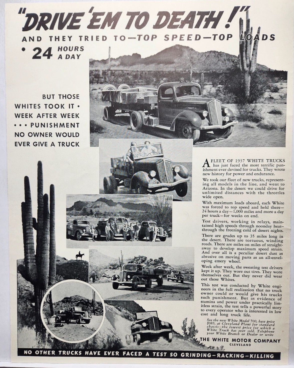 1937 White Motor Trucks Model 700 Desert Cactus Original Print Ad Life ...