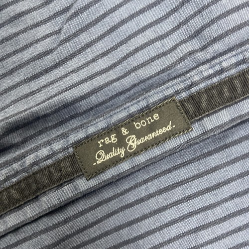 Rag & Bone Shirt Mens XL Blue Striped Linen Blend Button Up Long Sleeve - Picture 9 of 10
