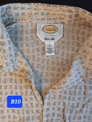 Vintage 100 % Seide Bluse Talbots Gr. 8 beige Langarm V-Ausschnitt Knopfleiste Hemd - Bild 2 von 10