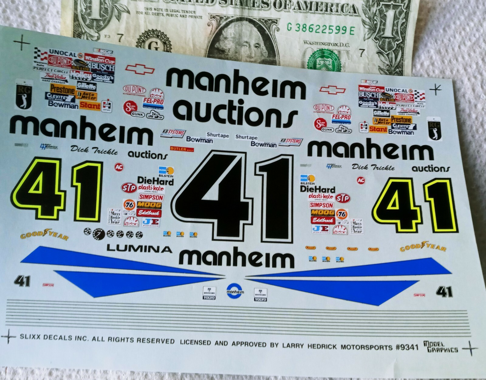 Slixx Model Car Decal 9341 Manheim Auctions Lumina Dick Trickle Bowman