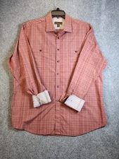 Blue Pronto Uomo Men's XXL Shirt Long Sleeve Red Pocket Flip Cuff striped