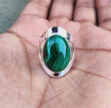 Malachite Gemstone Ring Handmade 925 Sterling Silver Birthday Ring All Size R394
