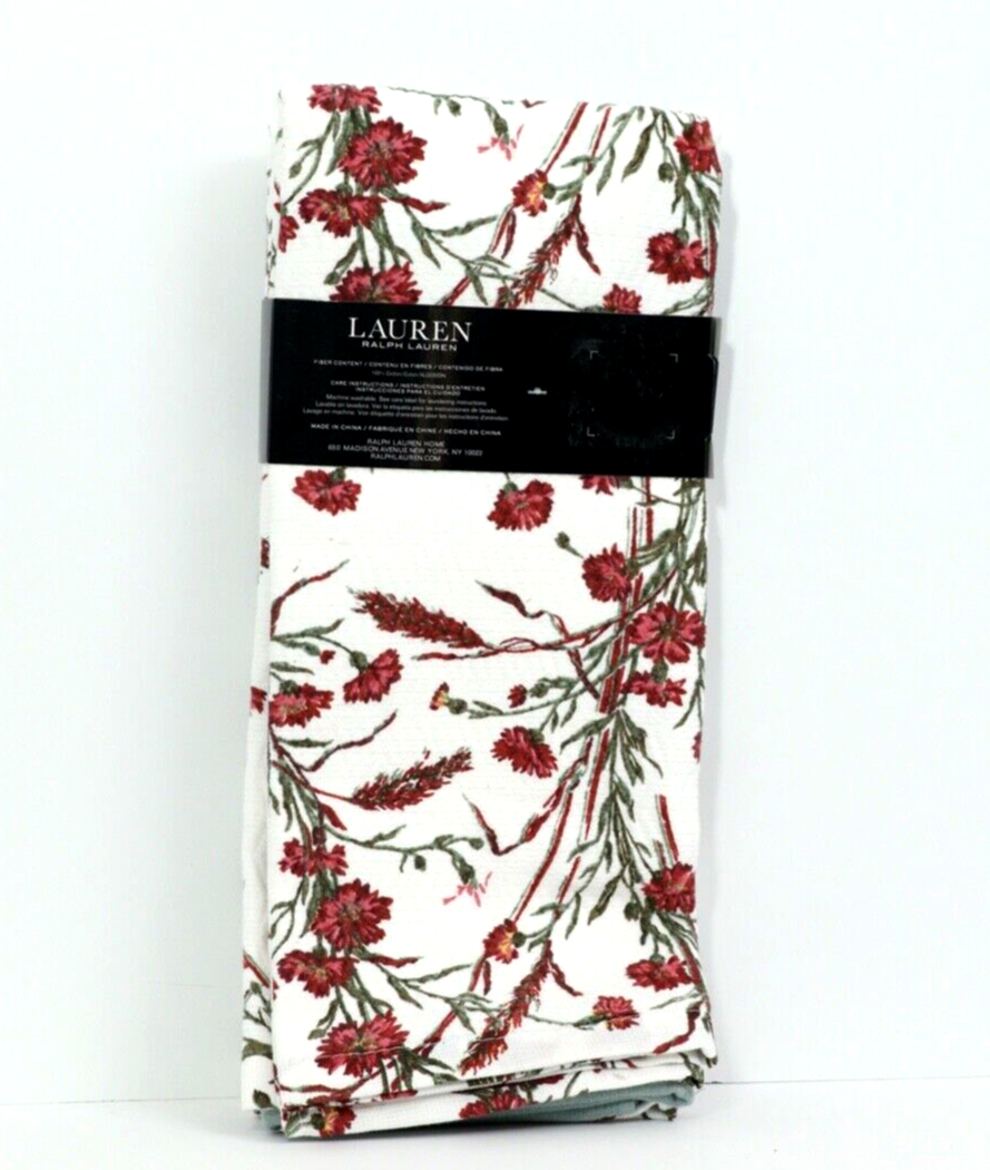 Lauren Ralph Lauren Kitchen Towels Red Floral Sage Green Set of 3 17" x