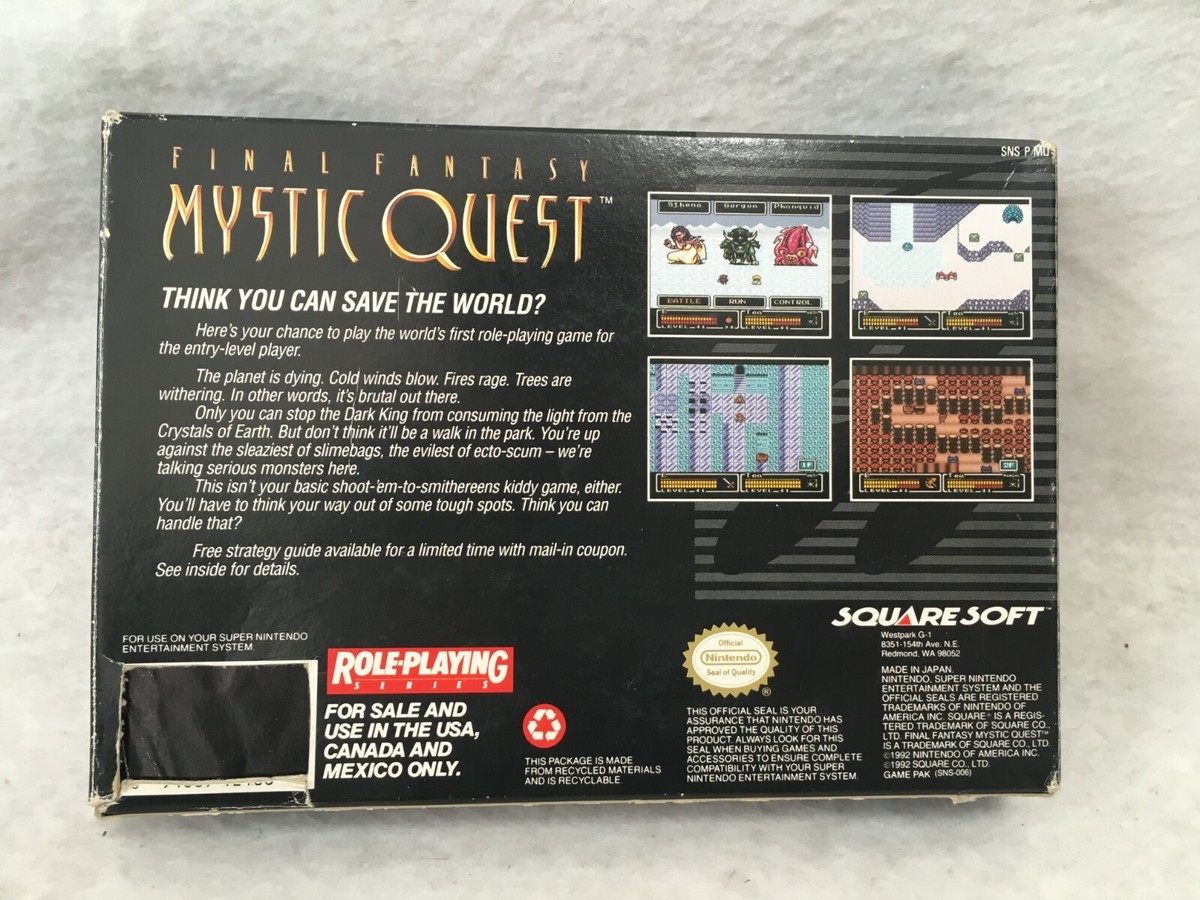 Final Fantasy Mystic Quest Super NIntendo Entertainment System