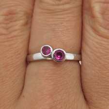 925 Sterling Silver Round-Cut Lab-Created Pink Sapphire Ring Size 7
