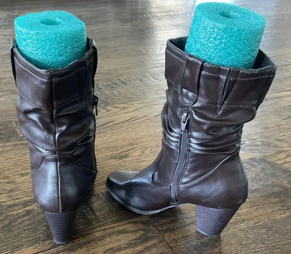 White Mountain Rondo Slouch Boots Brown Faux Leather Mid Calf Heel Size 7 - Image 4 of 4