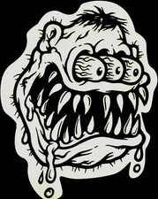 Rat Fink Stickerthirsty Three Eyes 3 X 3 12black N White Monster Uv Gloss
