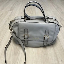 Kate Spade gray leather purse satchel with long crossbody strap