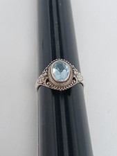 Sterling silver 925 aquamarine / topaz Ring Size 8.25