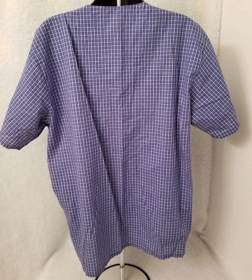 Camisa para dormir Croft & Barrow para hombre talla M mediana azul blanco a cuadros Foto 4 de 4