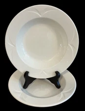 Set of 2 Steelite International Albalite Rimmed Soup Bowl White Embossed England