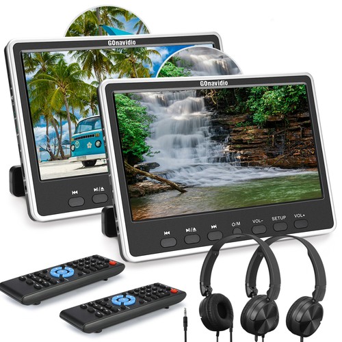2X 12" Dual Screen IPS Car Headrest Monitor DVD Player HDMI USB SD AV IN Headset - Picture 6 of 13
