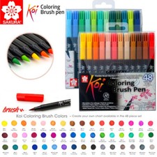 48 Brilliant Colours SAKURA Koi Artists Watercolour Brush Pens Markers Gift Box