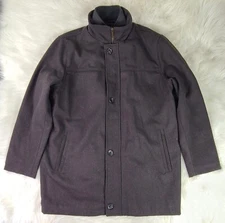 Joseph Abboud Collection Men's Winter Dress  Wool Blend Button&Zip Long Coat(XL)