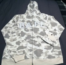 NEW OG Bape White Camo Swarovski Spellout Hoodie - Medium in bag Collector RARE