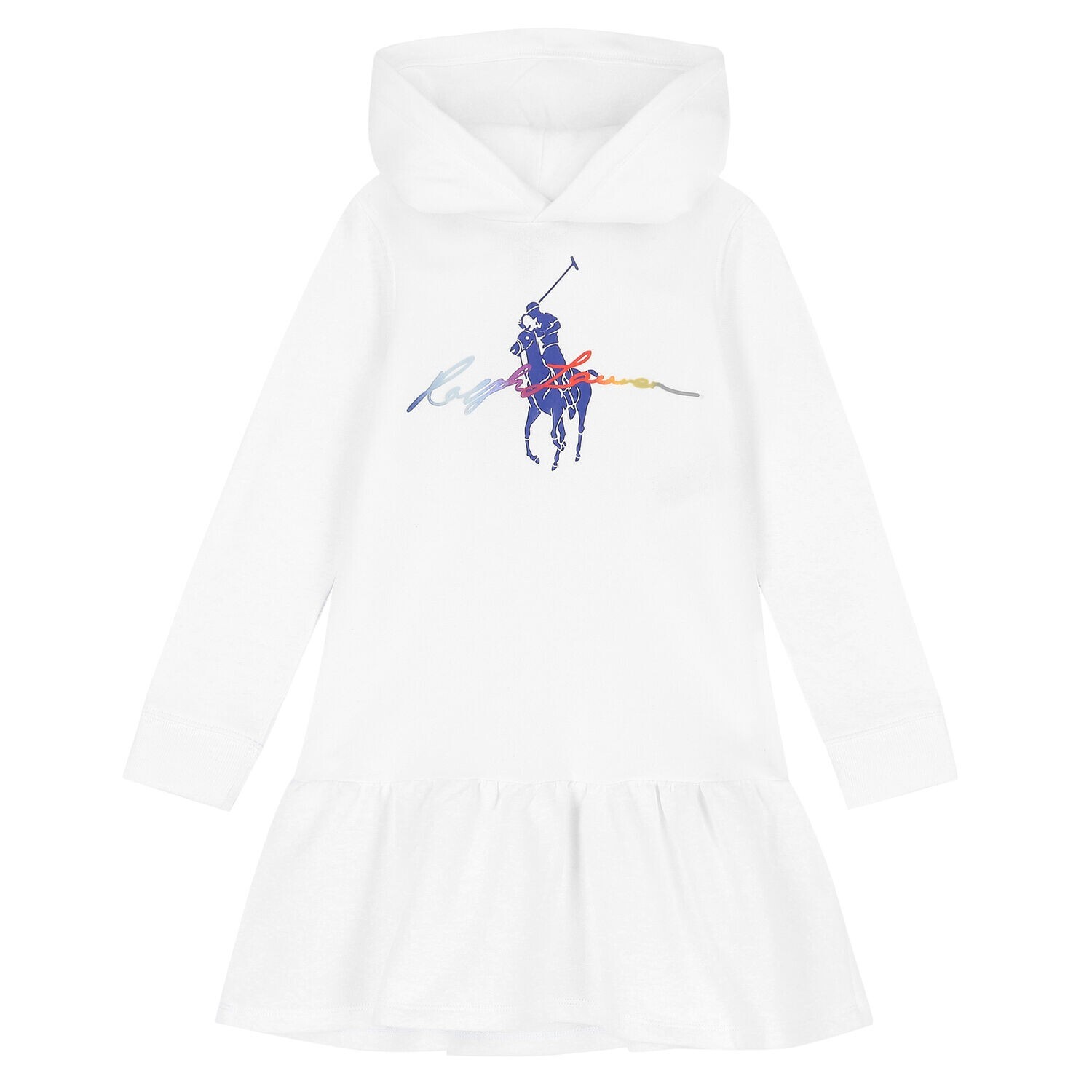 Polo Ralph Lauren Big Pony Fleece Felpa con Cappuccio Vestito Bianco S (7) Nuova con etichette