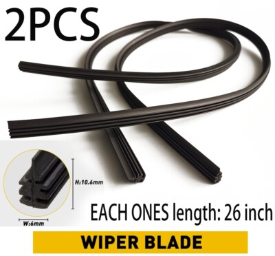 (2PCS)6mm Auto Car Bus Rubber Wiper Blade Refill Replacement Strip Universal 26''
