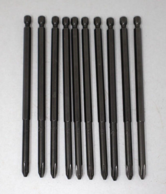 Lot of 11 Apex 492-C #2 Phillips 6 Inch Long 1/4 Inch Hex Power Drive Bit