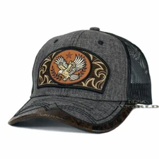 USA American Eagle Hat Western Trucker Mesh Snapback Curved Bill Baseball Cap