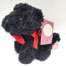 Russ Berrie Black Plush Dog SHADOW Red Heart and Bow With TAGS 5"