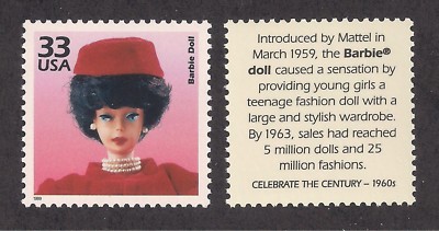 1961 MATTEL JACKIE KENNEDY BARBIE DOLL - U.S. POSTAGE STAMP - MINT CONDITION