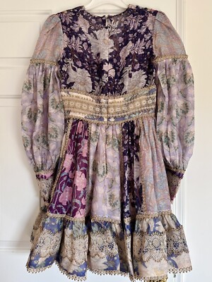 chinese dress ladies Zimmermann Celestial Lace Panelled Mini Dress Purple Floral Size 1 / A main image 0