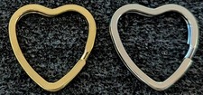 TWO 1-1/4 x 1-5/8" Gold Or SilverTone Heart Shape Keyrings Key Rings Free Ship